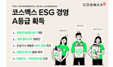 韓國COSMAX：行業首獲ESG經營綜評A級 